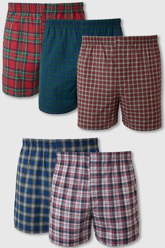 5-Pack Hanes Men's Tartan Plaid Woven Boxer Shorts (Assorted Colors) $16.79 ($3.36 each) + Free Store Pickup at Target or Free Shipping on $35+