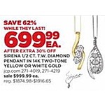JCPenney Black Friday: 14k Two-Tone White or Yellow Gold Sirena 1/2 Ct. Tw. Diamond Pendant for $699.99