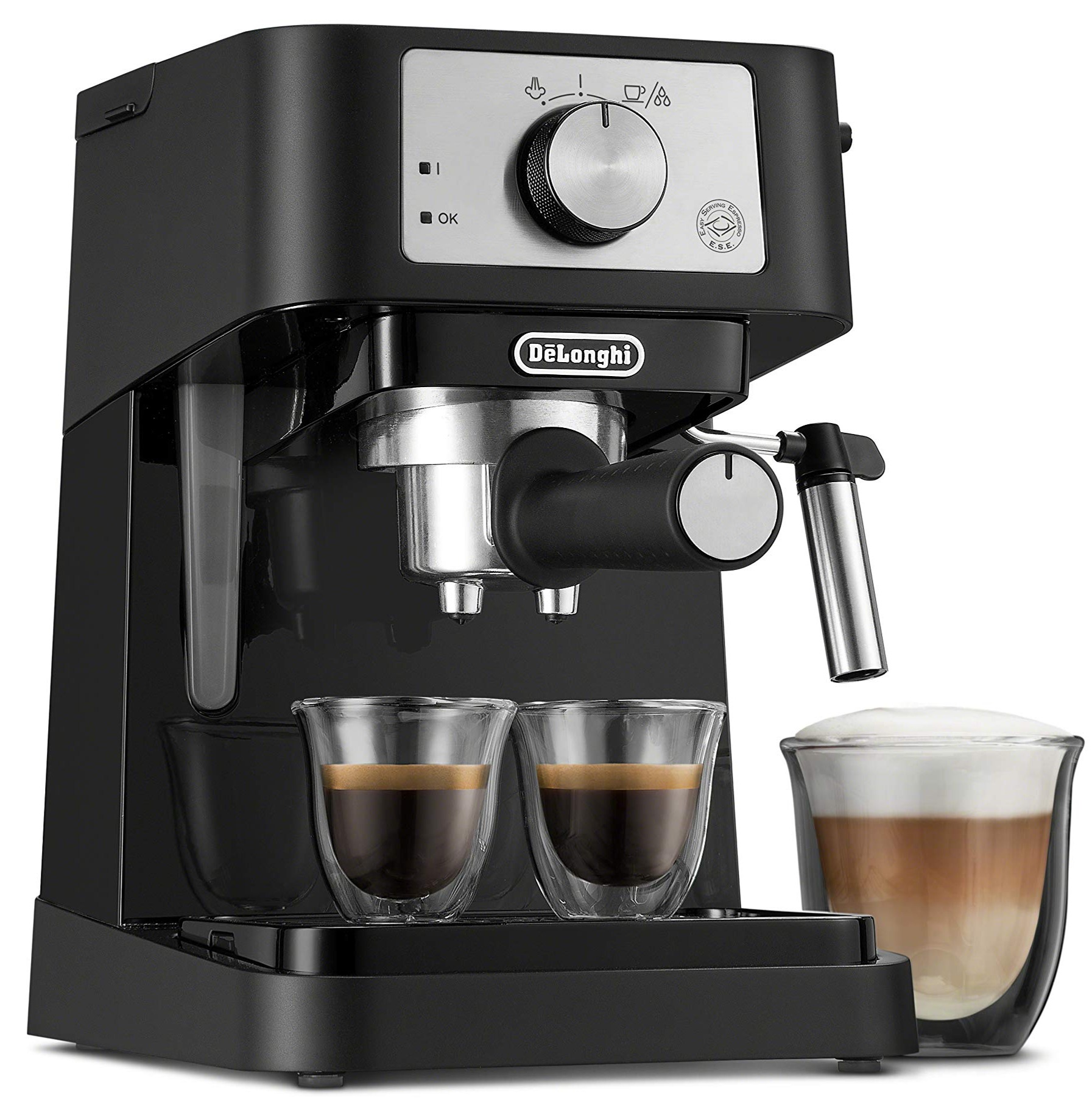 De'Longhi Stilosa Manual Espresso Machine, Latte & Cappuccino Maker, 15 Bar Pump Pressure + Milk Frother Steam Wand, Black / Stainless, EC260BK, 13.5 x 8.07 x 11.22 inche - $82.99
