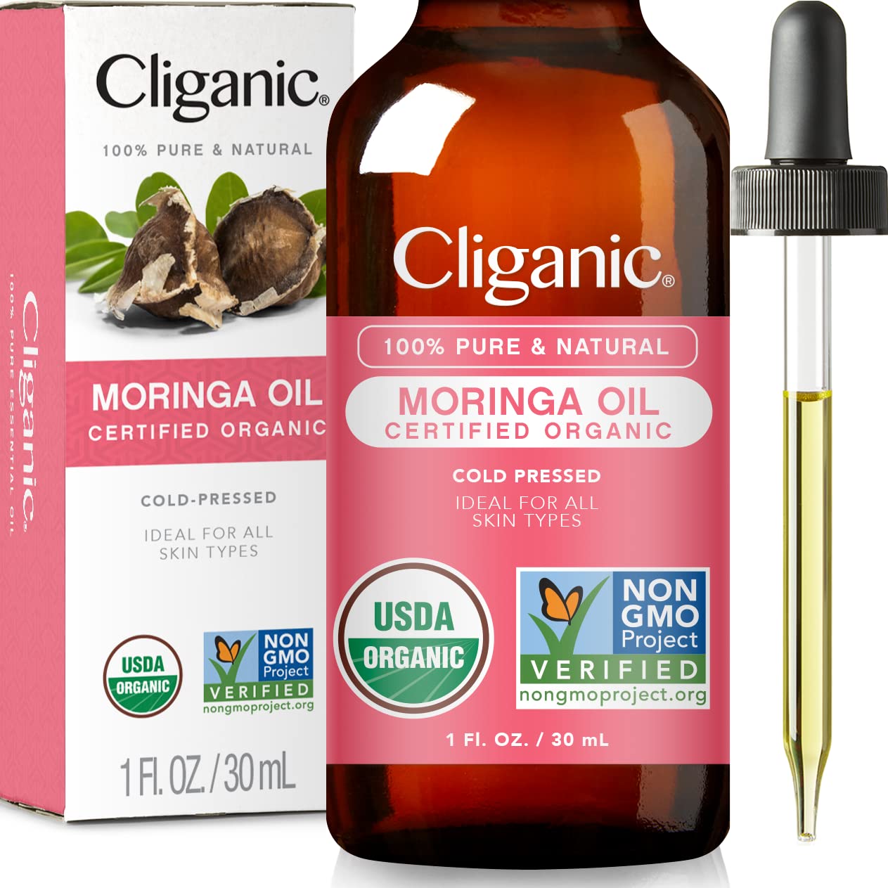 Cliganic Organic Moringa Oil, 100% Pure - For Face & Hair | Natural Cold Pressed $9.99