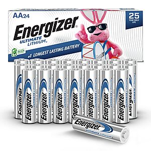 24-Count Energizer Ultimate Lithium AA Batteries  w/ Subscribe & Save
