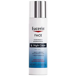 Eucerin Face Immersive Hydration Night Cream, 2.5 oz  $9.49 after $3/1 digital Walgreens (buy 2 for $12 ac  fpu at $10+