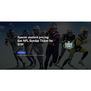 NFL Sunday Ticket Student Plan/Service Offer w/ Student Verification Required $119