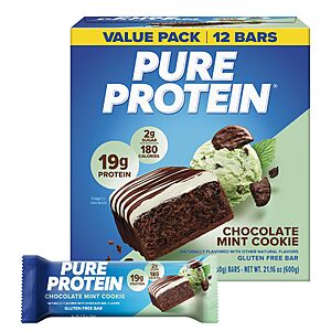 Select Prime Accounts: 12-Ct Pure Protein Protein Bars (Chocolate Mint Cookie) $8.30 w/ S&S + Free S&H