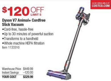 dyson costco v7 stick friday vacuum animal cordfree wholesale deal