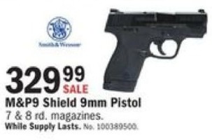 Mills Fleet Farm Promo Code >> Mills Fleet Farm Black Friday Smith Wesson M P9 Shield 9mm Pistol Mills Fleet Farm Promo Code >> Mills Fleet Farm Black Friday Smith Wesson M P9 Shield 9mm Pistol