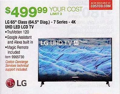 Costco Wholesale Black Friday: 65&quot; LG 65UM7300 4K Trumotion 120Hz Smart LED LCD UHDTV for $499 ...