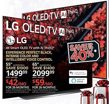 Conns Black Friday: 55" LG 4K Smart AI ThinQ OLED UHDTV for $1,499.99