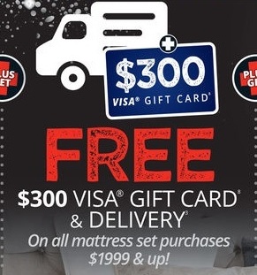 Conns Black Friday: $300 Visa Gift Card w/ All Mattress Set Purchases of $1999+ for Free