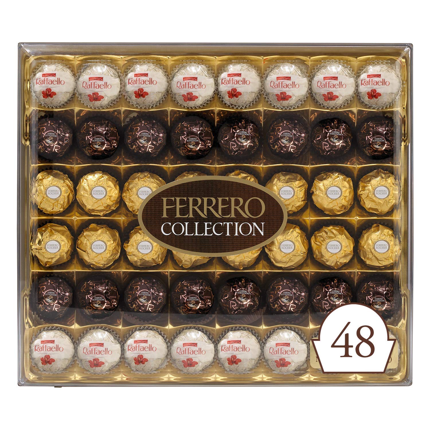 48-piece Ferrero Rocher Collection, Assorted Fine Hazelnut Milk Chocolates - Amazon $18.50