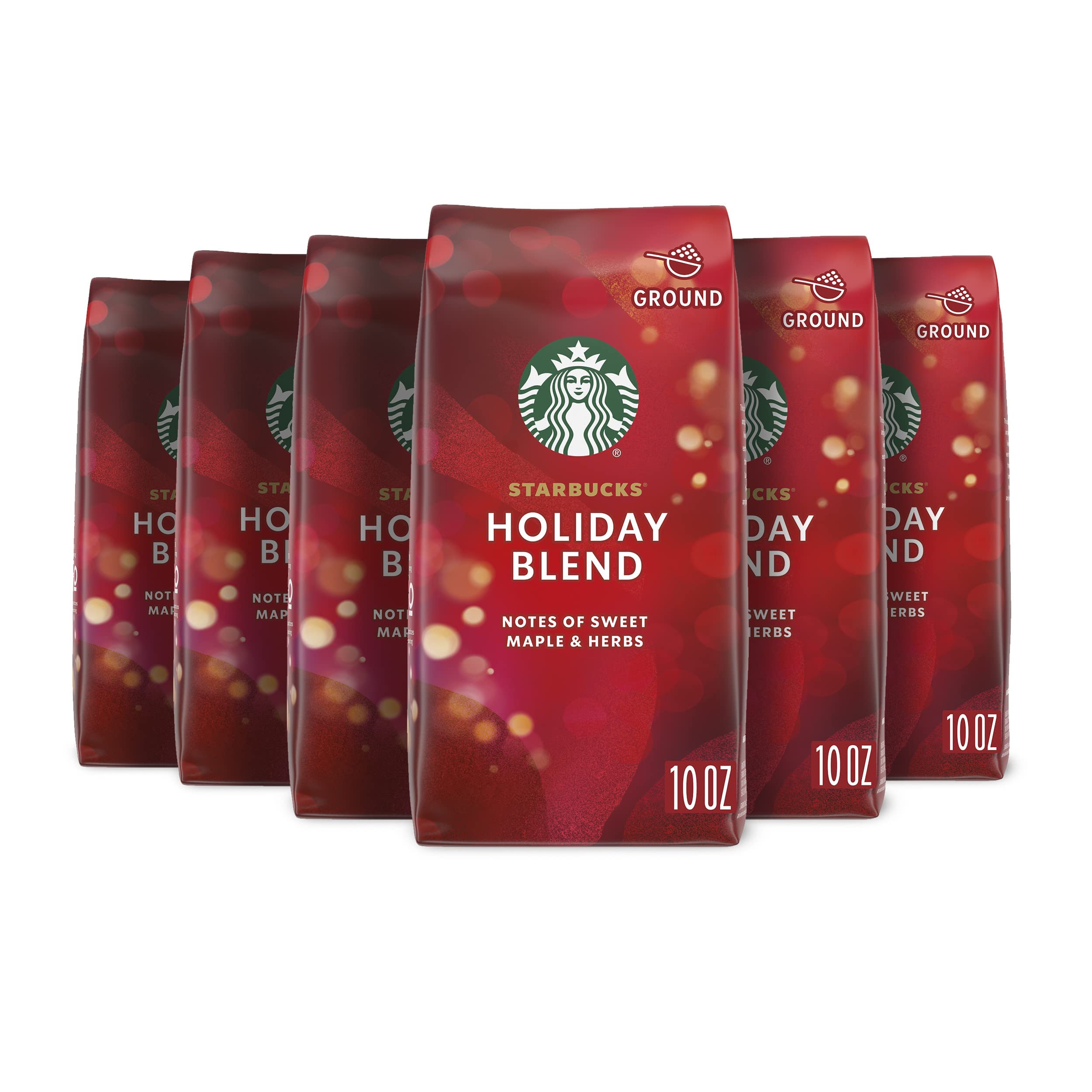 Starbucks Ground Coffee, Holiday Blend Medium Roast Coffee, 100% Arabica, Limited Edition Holiday Coffee, 6 Bags (10 Oz Each) $30.20 Amazon Warehouse