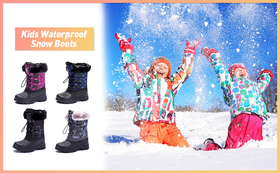 Kids Waterproof Winter Snow Boots With Faux Fur Amazon Com