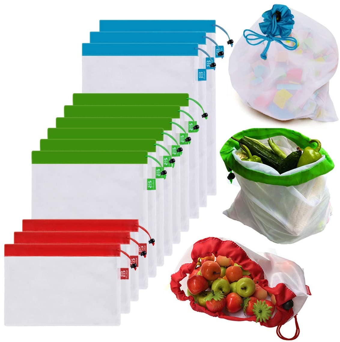 12-Pack Premium Reusable Mesh Produce Bags, Amazon - $5.98