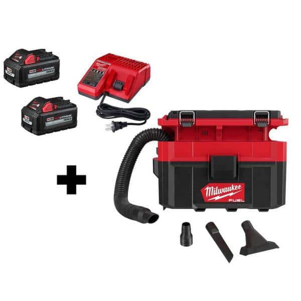 Milwaukee M18 FUEL PACKOUT 2.5 Gal. Lithium-Ion Cordless Wet/Dry Vacuum with 2 6.0 Ah High Output Batteries and Charger $299