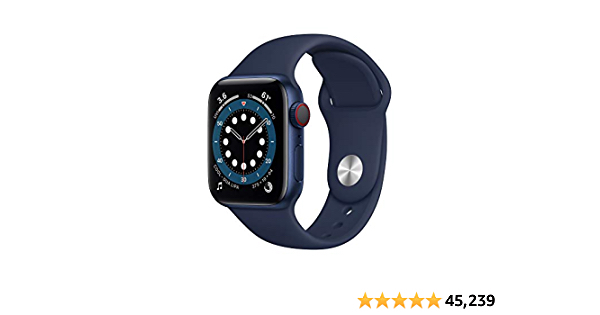 Apple Watch Series 6 (GPS + Cellular, 40mm) - Blue Aluminum Case with Deep Navy Sport Band - $399