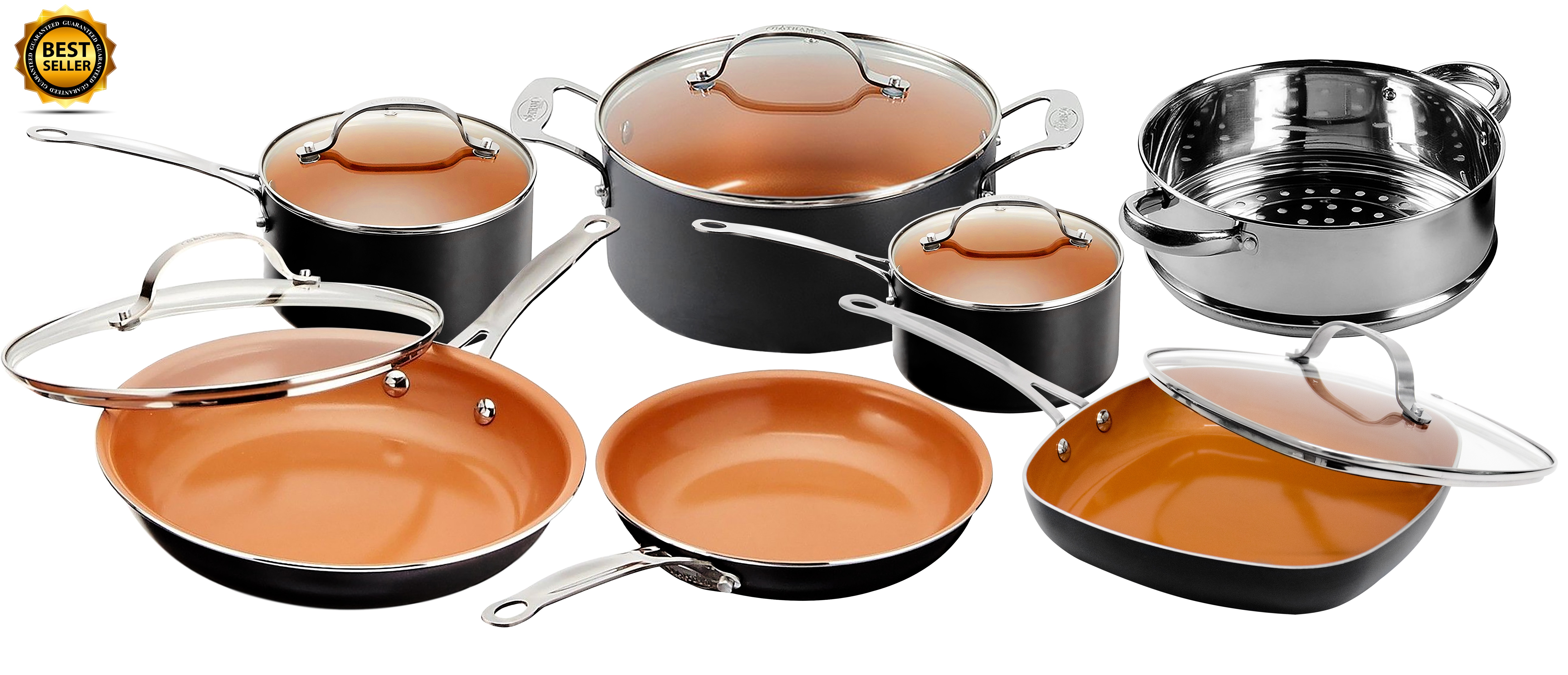 Gotham Steel 12 Piece Nonstick Ceramic Pots and Pans Cookware Se $79.88