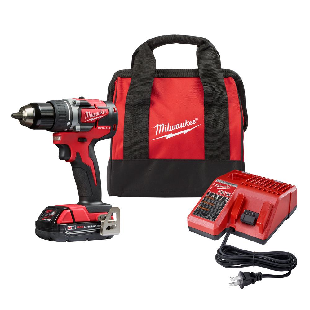 Milwaukee M18 Brushless drill with 2.0 Ah battery - $99