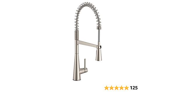 Moen 5925SRS Sleek One-Handle Pre-Rinse High Arc Spring Pulldown Kitchen Faucet with Power Boost, Spot Resist Stainless - $309