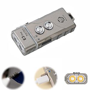 RovyVon E3 Plus 7075 Keychain Flashlight - High CRI Warm White & Dual Power Source - $34.97