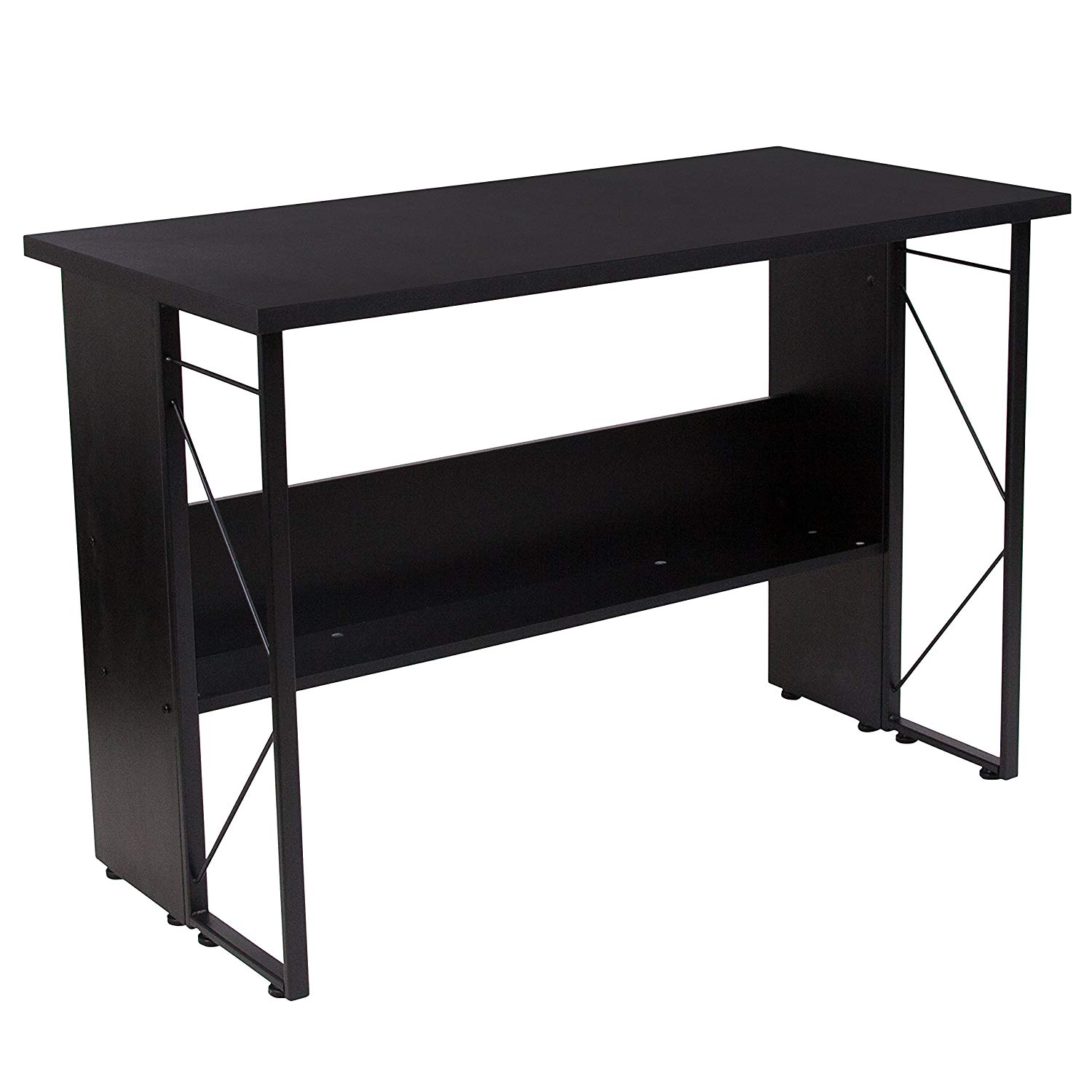 Flash Furniture Black Computer Desk W Shelf And Metal Frame