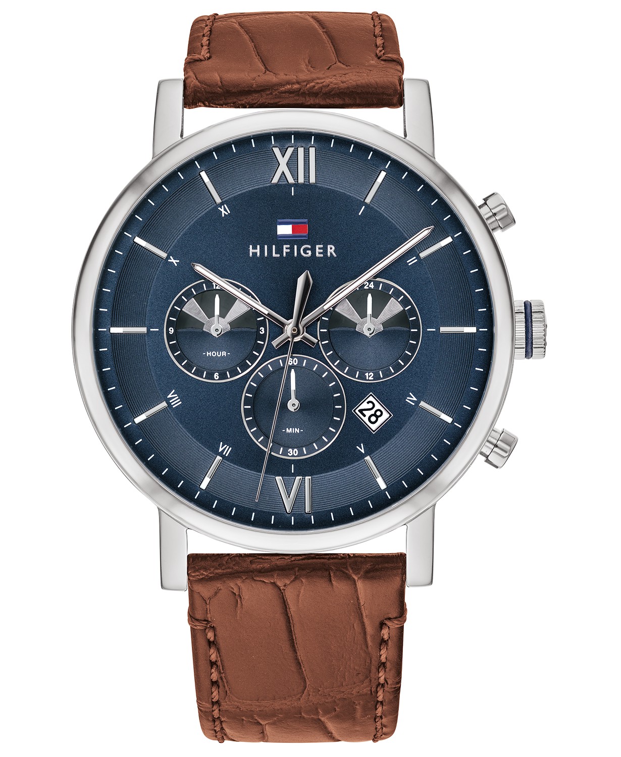 tommy hilfiger watch men's leather strap