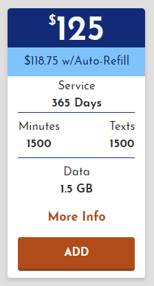 730 days of service, 1500 minutes, 1500 texts, and 1.5GB to Tracfone account for $125 w/promo code