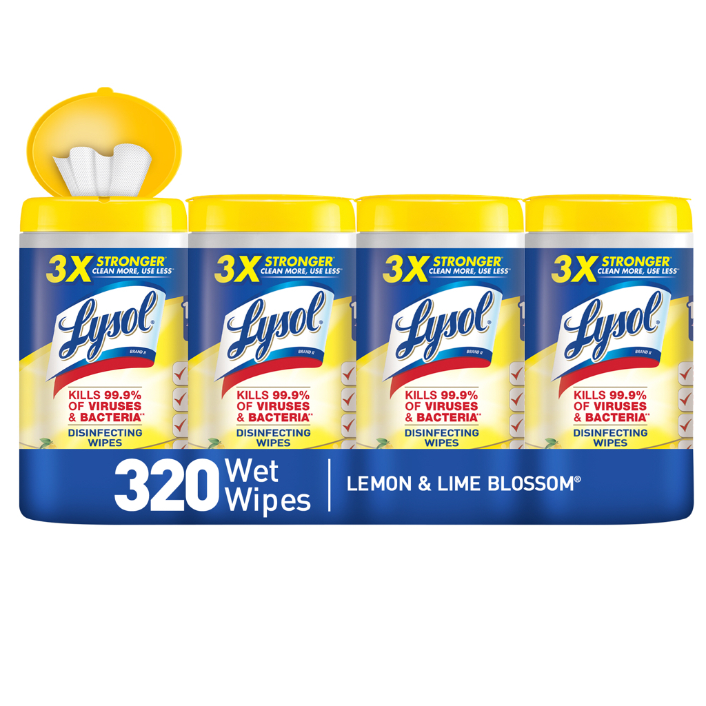 Lysol Disinfecting Wipes $11.58 for 4 pack. Lemon & Lime Blossom, 320ct (4x80ct)