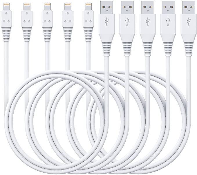 5-Pack iPhone Charger Lighting Cable 3ft or 6ft, 50% off, $5.99 or