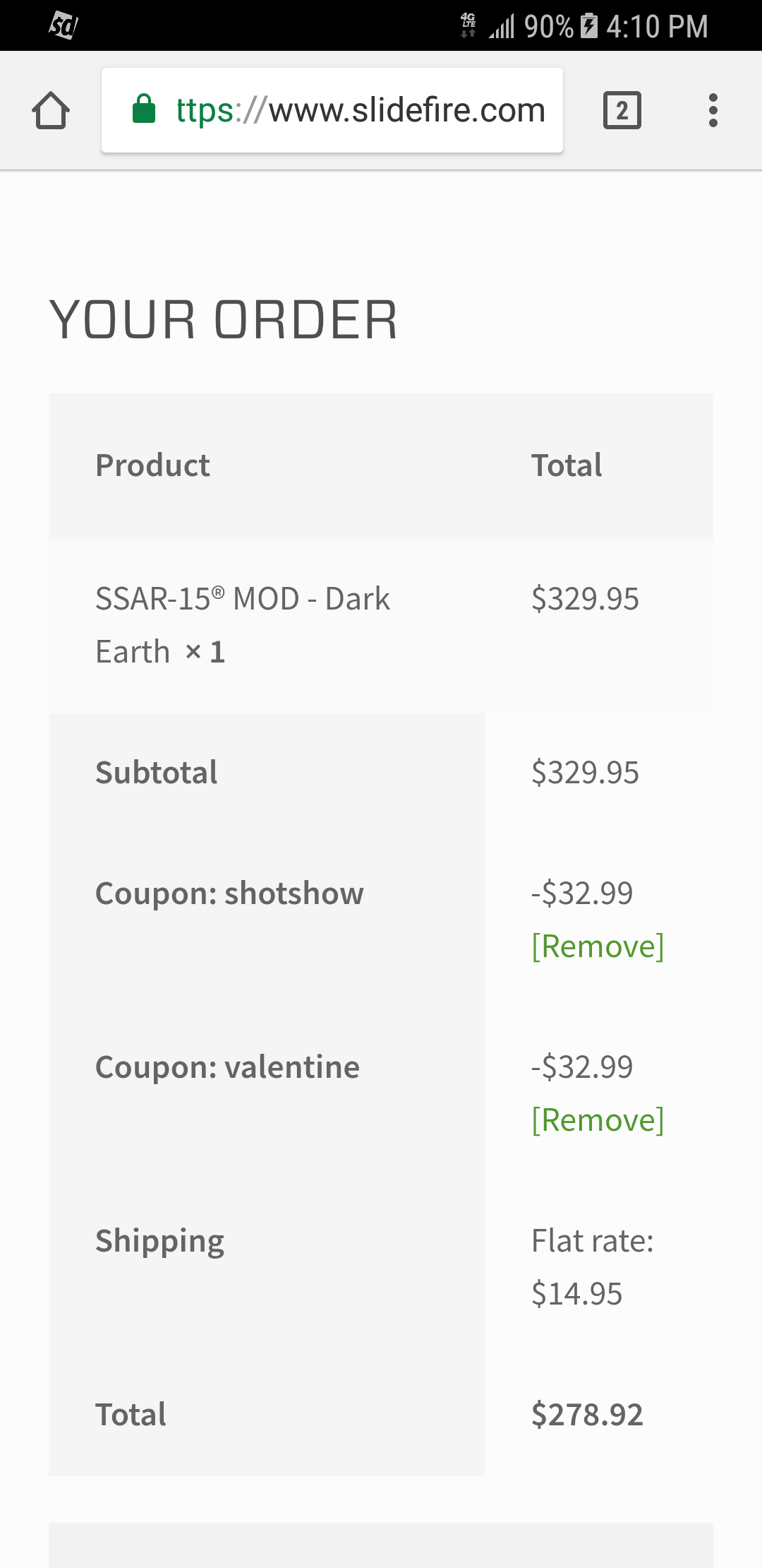 Slide Fire SSAR-15® MOD Bump Fire AR-15 Ambidextrous Stock $278.92