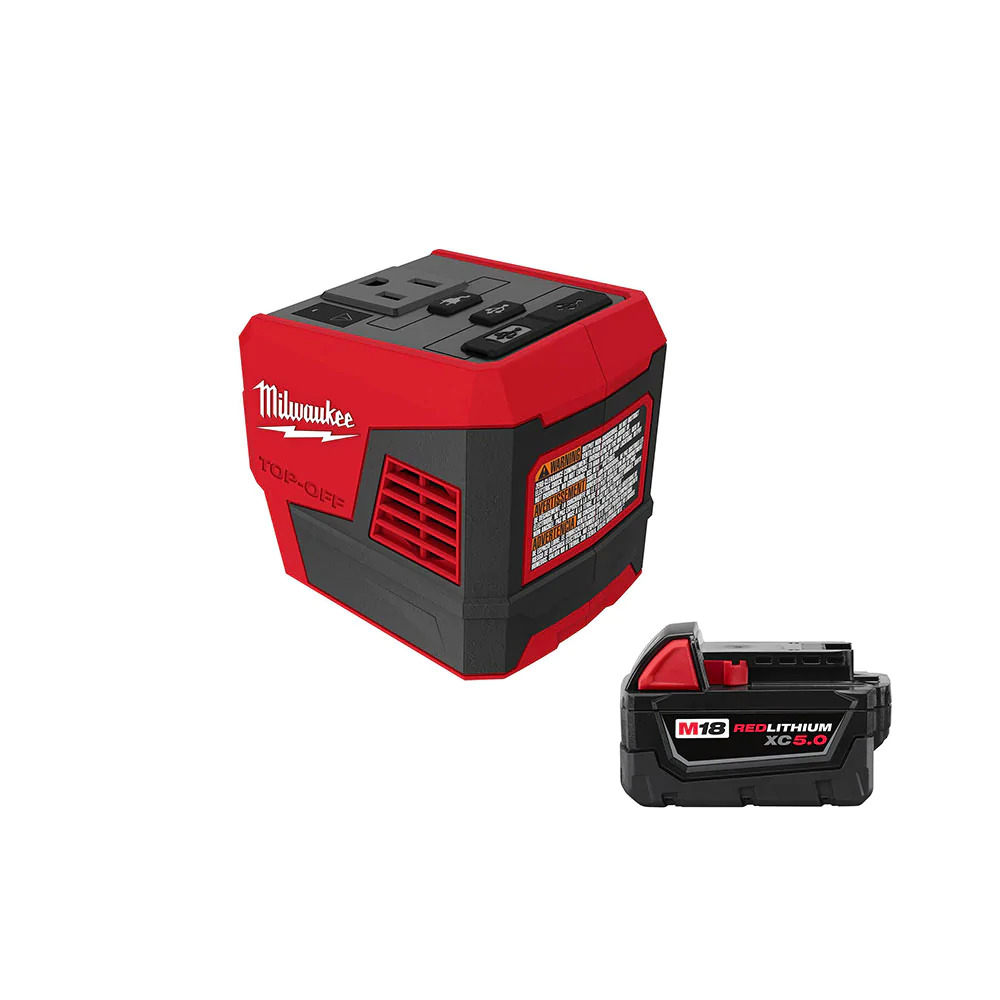 175W Milwaukee M18 18V TOP OFF Power Supply w/ 18V XC 5.0 AH Battery