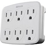 Woods 6-Outlet Wall Tap Adapter w/ Phone Cradle $3.25 &amp; More + Free Store Pickup