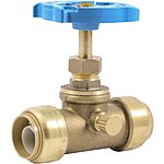 SharkBite 3/4" Push-to-Connect Brass Stop Valve with Drain Vent $8