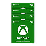 Costco Members: eGift Cards: 4-Pack $25 Xbox eGift Cards $80 &amp; More (Digital Delivery)