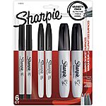 6-Count Sharpie Permanent Markers Variety Pack (Black) $5.45 w/ Subscribe &amp; Save