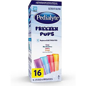 16-Pack 2.1-Oz Pedialyte Electrolyte Solution Freezer Pops (Variety Pack) $3 