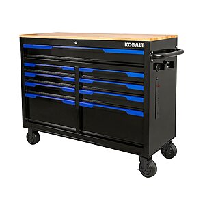 Kobalt 46" 9-Drawer Rolling Wood Top Work Bench (White or Blue) $298 + Free Lowe's Pickup