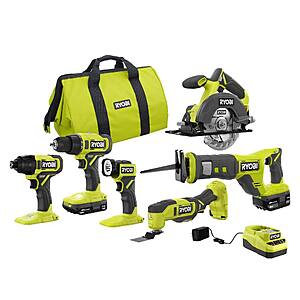 6-Tool Ryobi ONE+ 18V Cordless Combo Kit w/ 1.5Ah + 4.0Ah Battery & Charger $199 + Free Shipping