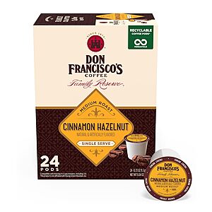 24-Count Don Francisco's K-Cup Compatible Coffee Pods (Various, Medium Roast) from .65 w/ Subscribe & Save