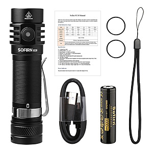 New Users: Sofirn SC18 1800-lm USB-C Rechargeable SST40 LED Flashlight: Black $6.95 & More + Free Shipping