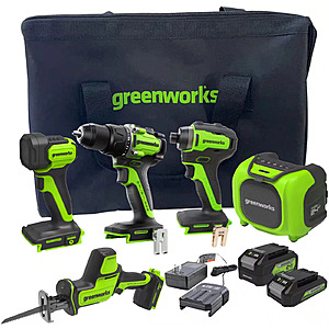 5-Tool Greenworks 24V Power Tool Combo Kit w/ 2.0Ah + 4.0Ah Batteries & Charger $200 + Free Shipping