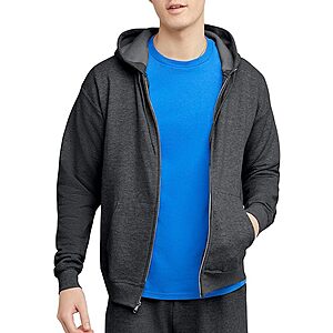 Hanes Men's Full-Zip EcoSmart Hoodie (Charcoal Heather or Black, Various Sizes) $10 