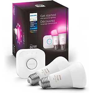 Used Like New: Philips Hue Smart Light Starter Kit (Bridge + 2 Color Bulbs) $55.65 + Free Shipping
