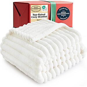 50" x 60" BEDSURE GentleSoft Striped Throw Blanket (Off White) $9.90 
