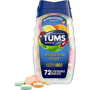 72-Count TUMS Ultra Strength 1000 Antacid Tablets (Assorted Fruit) $3.05 w/ Subscribe & Save