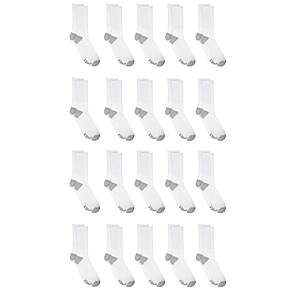 20-Pairs Hanes Men&rsquo;s Lightweight Comfort Cushioned Crew Socks (2 Colors) $10.55