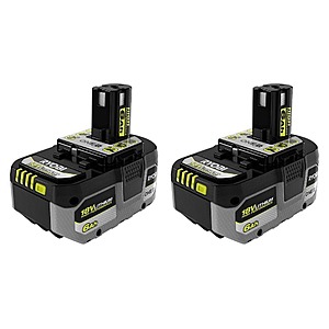 2-Pk RYOBI ONE+ HP 18V High Performance Lithium-Ion 6.0Ah Batteries $121 + Free S&H
