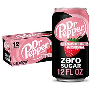 12-Pk 12-Oz Dr Pepper Zero Sugar Soda (Strawberries & Cream) $4.75 w/ S&S