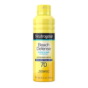 6.5-Oz Neutrogena Beach Defense Broad Spectrum SPF 70 Sunscreen Spray $3.55 w/ S&S
