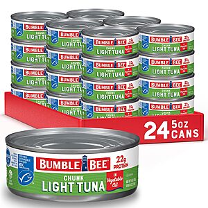 24-Pk 5-Oz Bumble Bee Chunk Light Tuna in Vegetable Oil w/ S&S