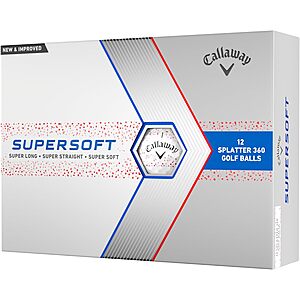 12-Pk Callaway 2023 SuperSoft 360 Golf Balls (Red or Pink Splatter) $20 